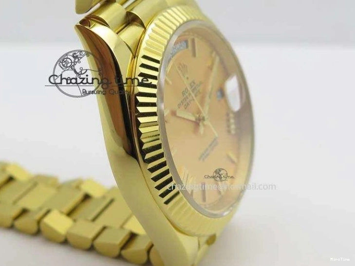 MiroTime 0219 DayDate 40mm BP-Maker 228238 YG Wrapped Gold Roman Dial (Fluted Bezel) On YG Bracelet ETA Attractive 3848